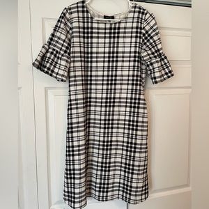 Black & white plaid dress with bell sleeves